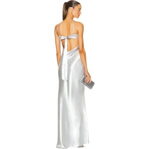 LPA Finelli Silver Metallic Grey Maxi Dress sz Small